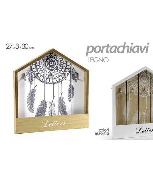 Portachiavi Lettere Appendino Legno Cassetta 27x3x30cm Indian Shabby Chic 765858         