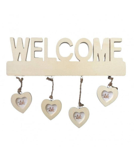 Portafoto a muro Welcome con cuori 40x35 Vacchetti