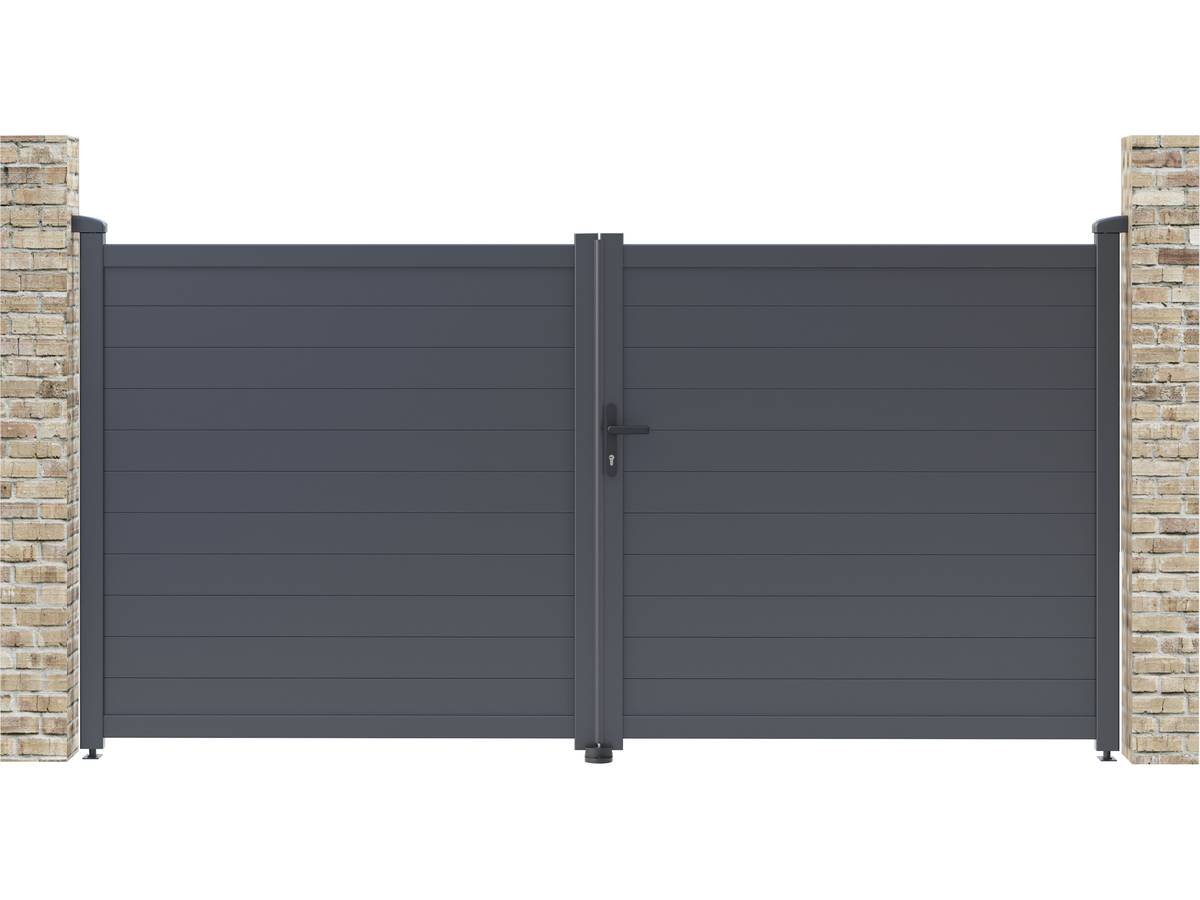 Porta Cancello in alluminio Marc 299,5x155,9 cm colore Grigio