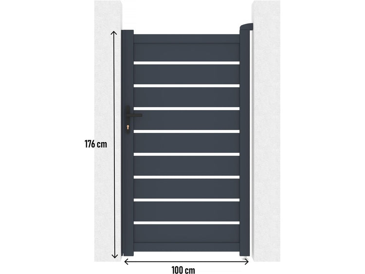 Porta a battente in alluminio "Bastien" - 100 x 176 cm - Antracite