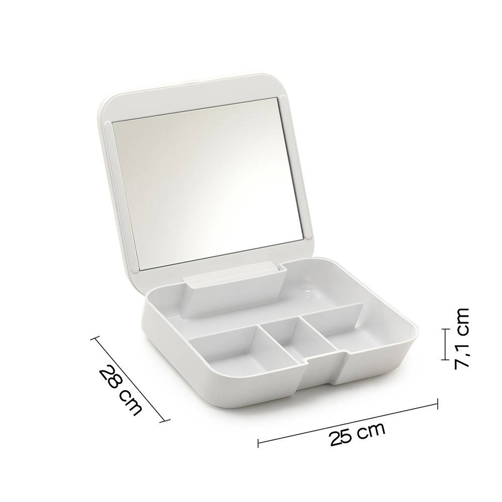 Portaoggetto organizer GEDY linea Seventy con specchio colore Bianco - Gedy