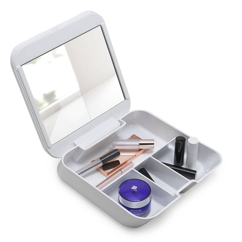 Portaoggetto organizer GEDY linea Seventy con specchio colore Bianco - Gedy