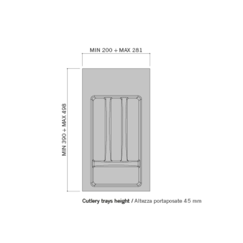 Portaposate 4 scomparti per cassetto da 30 o 35 cm. 8101N