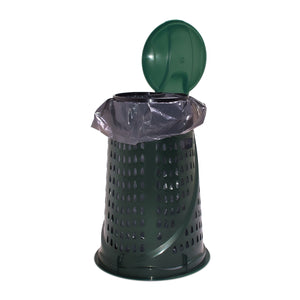 Portasacco da 110LT dotato di ferma busta. Bidone da giardino Ø 56x 88h cm. Colore verde. Solido e resistente. Made in Italy