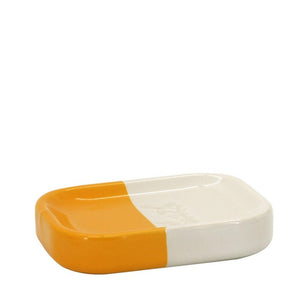 Portasapone in ceramica giallo/bianco - serie Bath cod 84143