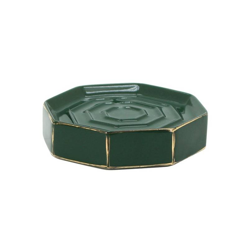 Portasapone verde e oro in ceramica - Serie Smeraldo cod 82326