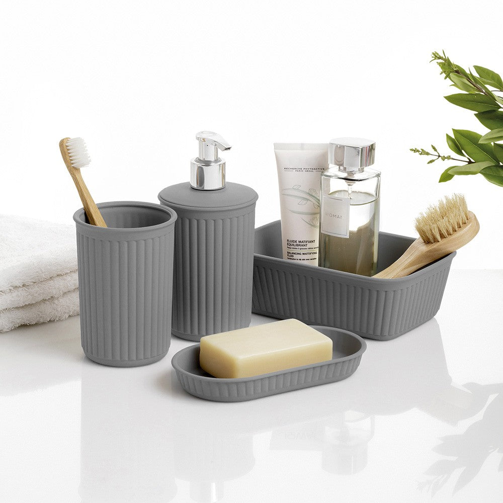 Portasaponetta in plastica Soft touch Grigio antracite serie Jinko