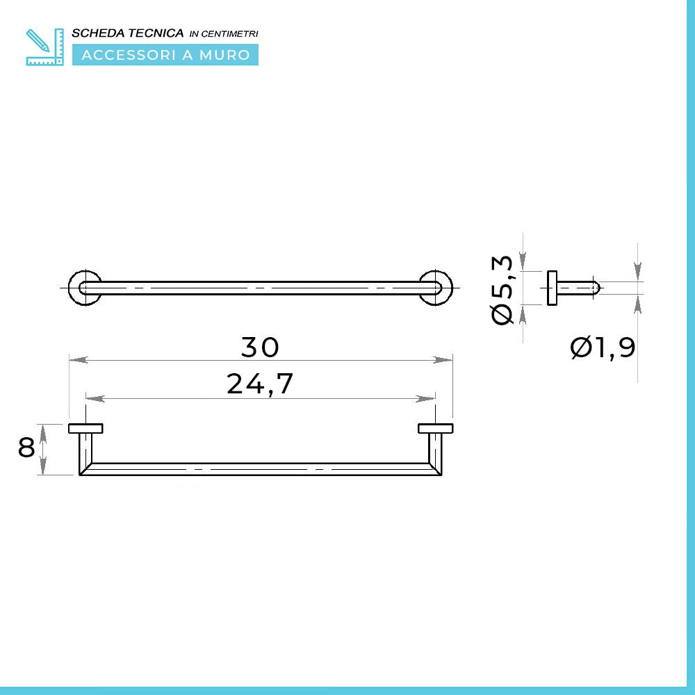 Portasciugamani 30 cm Gedy serie Project in acciaio inox cromato lucido