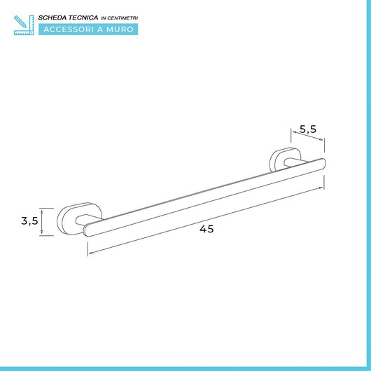 Portasciugamani 45 cm Gedy serie Bernina in acciaio inox cromato con fissaggio a muro