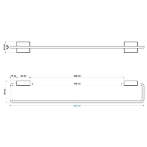 Porta Asciugamani 55 Cm a parete con doppia modalitÃ  di fissaggio