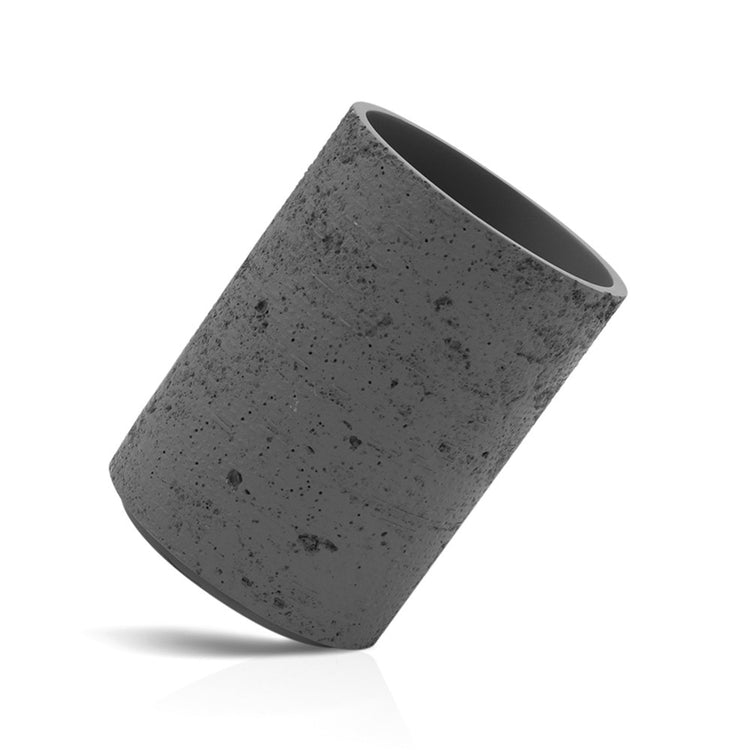 Portaspazzolini bagno da appoggio grigio in resina effetto pietra Matera