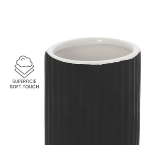 Portaspazzolini bagno da appoggio nero in ceramica soft touch Spring