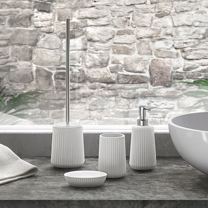 Portaspazzolini da appoggio bagno bianco Gedy serie Marika in ceramica