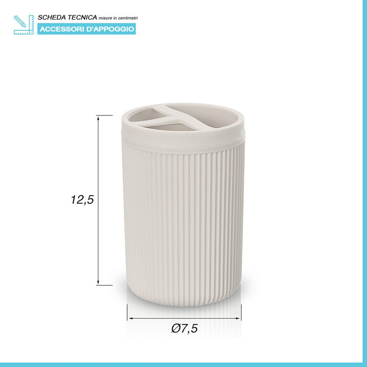 Portaspazzolini da appoggio beige in plastica Ring