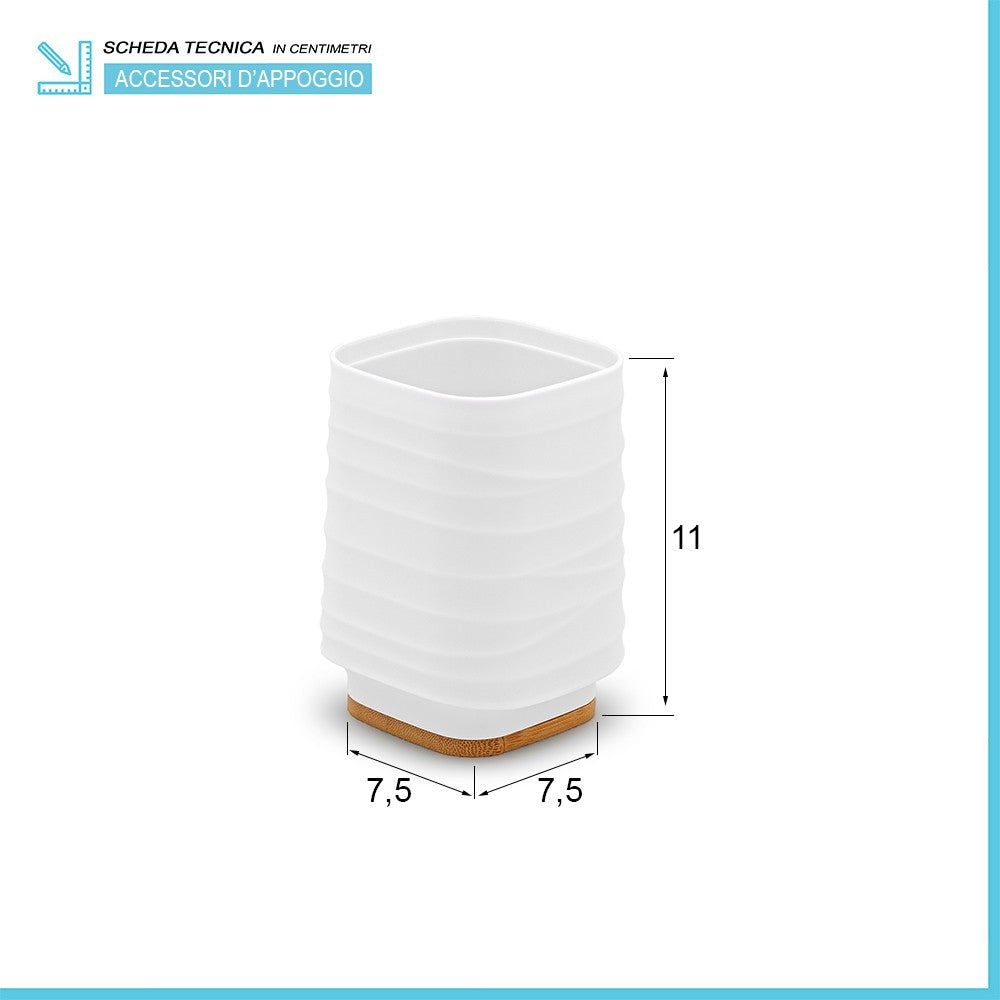 Portaspazzolini da appoggio bianco in abs e bambÃ¹ Wave