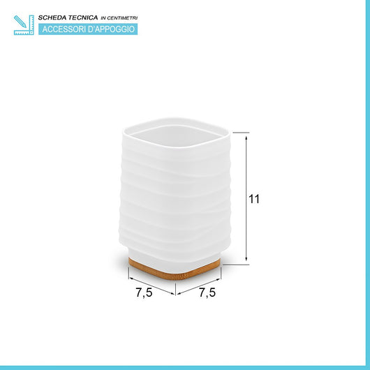 Portaspazzolini da appoggio bianco in abs e bambÃ¹ Wave