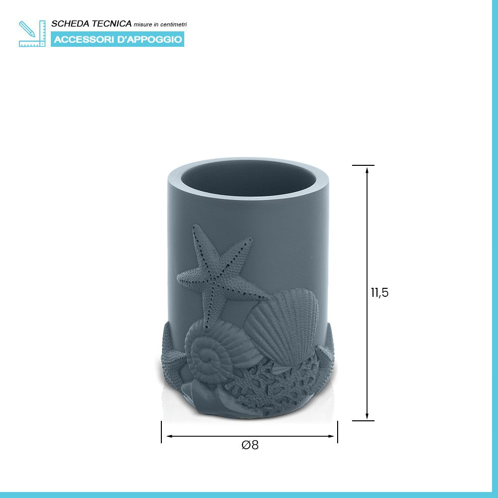 Portaspazzolino da appoggio multiuso in resina turchese cobalto Coral