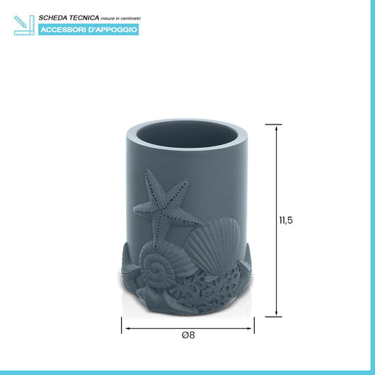 Portaspazzolino da appoggio multiuso in resina turchese cobalto Coral