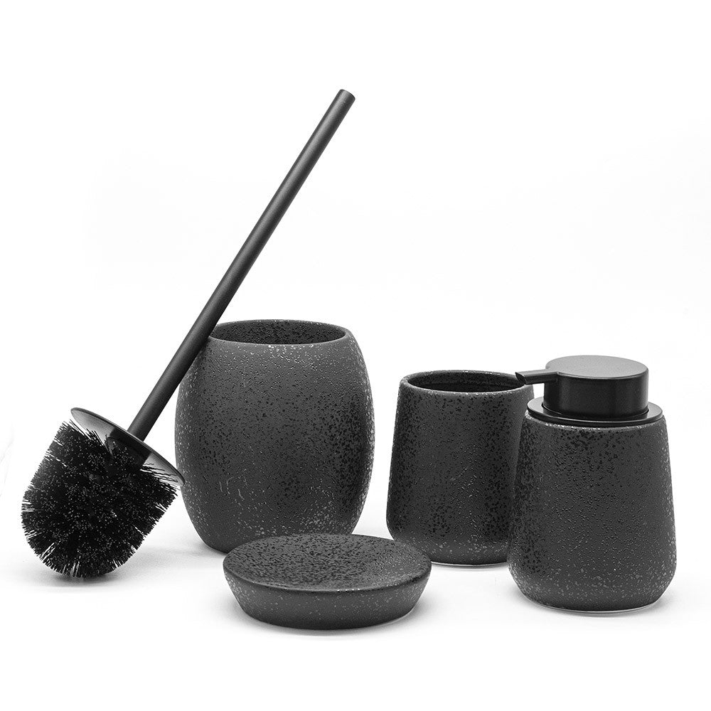 Portaspazzolino in ceramica nero con effetto glitter