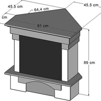 Caminetto Elettrico Angolare A Libera Installazione Mod. PORTO - 23" - Pino bianco - 91 x 89 x 76,5