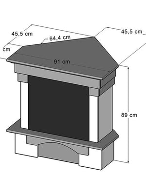 Caminetto Elettrico Angolare A Libera Installazione Mod. PORTO - Rovere - 23" - 91 x 89 x 76,5