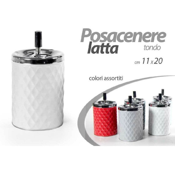 Trade Shop - Posacenere In Latta Tondo Twister A Pressione 11 X 20 Cm Colori Assortiti 783289         