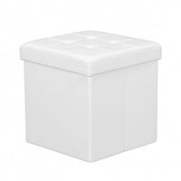 POUF CONTENITORE QUADRATO IN ECOPELLE BIANCO