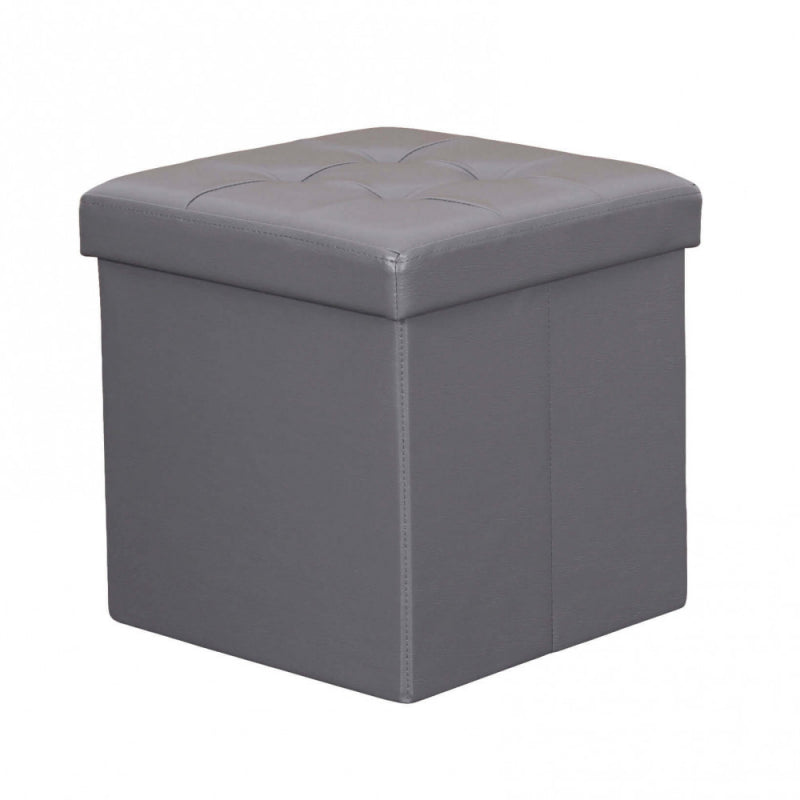 POUF CONTENITORE QUADRATO IN ECOPELLE GRIGIO