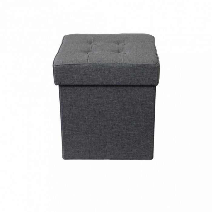 POUF CONTENITORE QUADRATO IN STOFFA GRIGIO SCURO