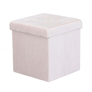 POUF CONTENITORE QUADRATO IN VELLUTO BEIGE