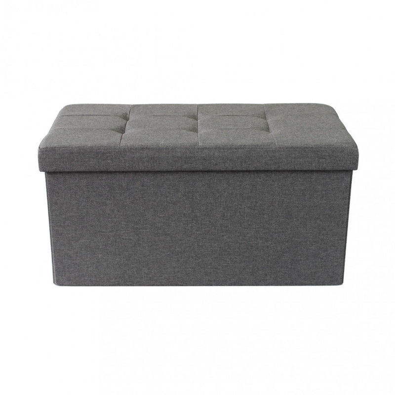 POUF CONTENITORE RETTANGOLARE IN STOFFA GRIGIO