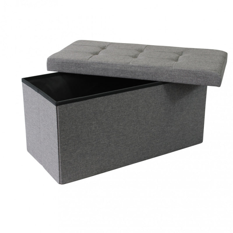 POUF CONTENITORE RETTANGOLARE IN STOFFA GRIGIO