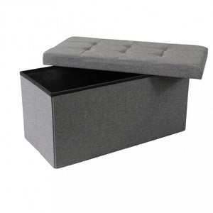 POUF CONTENITORE RETTANGOLARE IN STOFFA GRIGIO