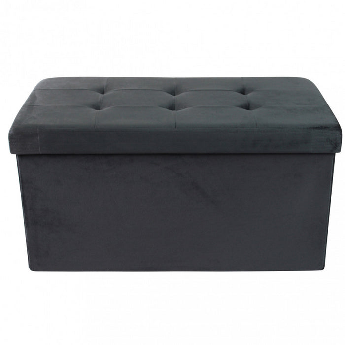 POUF CONTENITORE RETTANGOLARE IN VELLUTO NERO