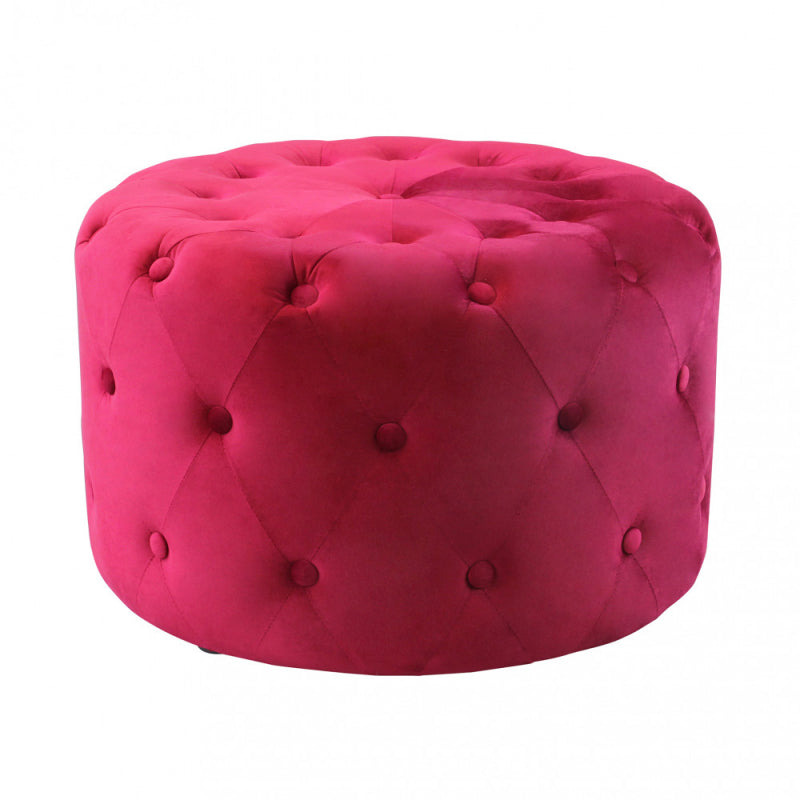 POUF ROTONDO IN VELLUTO BORDEAUX