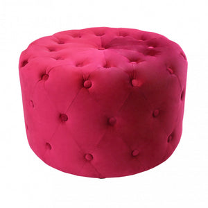 POUF ROTONDO IN VELLUTO BORDEAUX