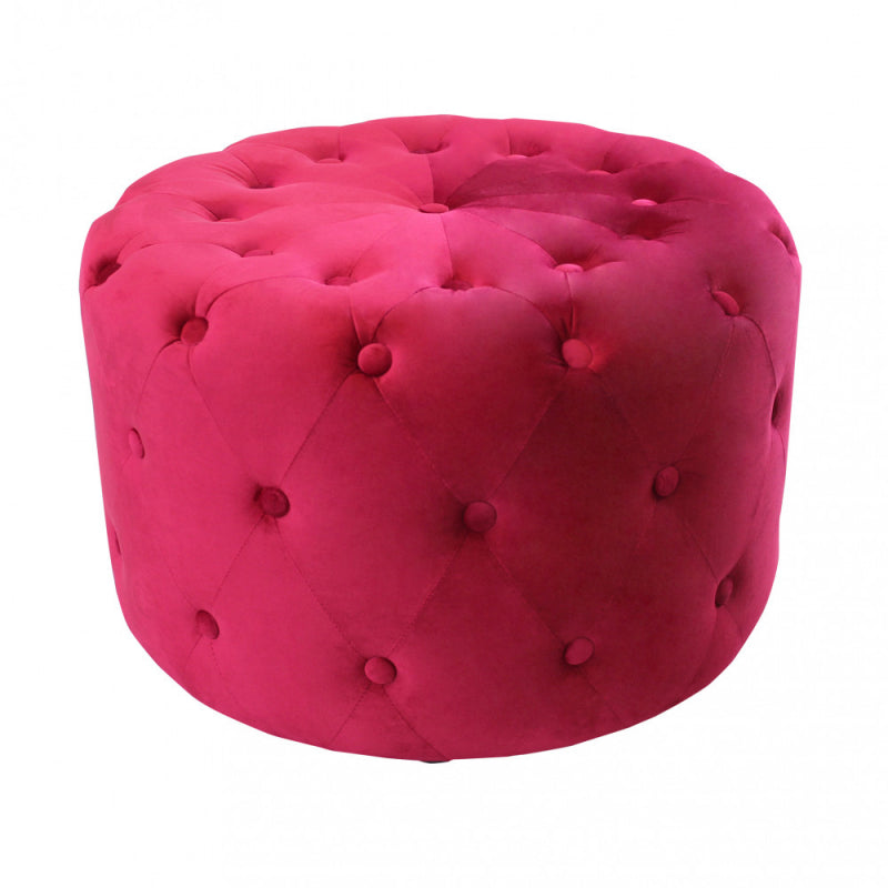 POUF ROTONDO IN VELLUTO BORDEAUX