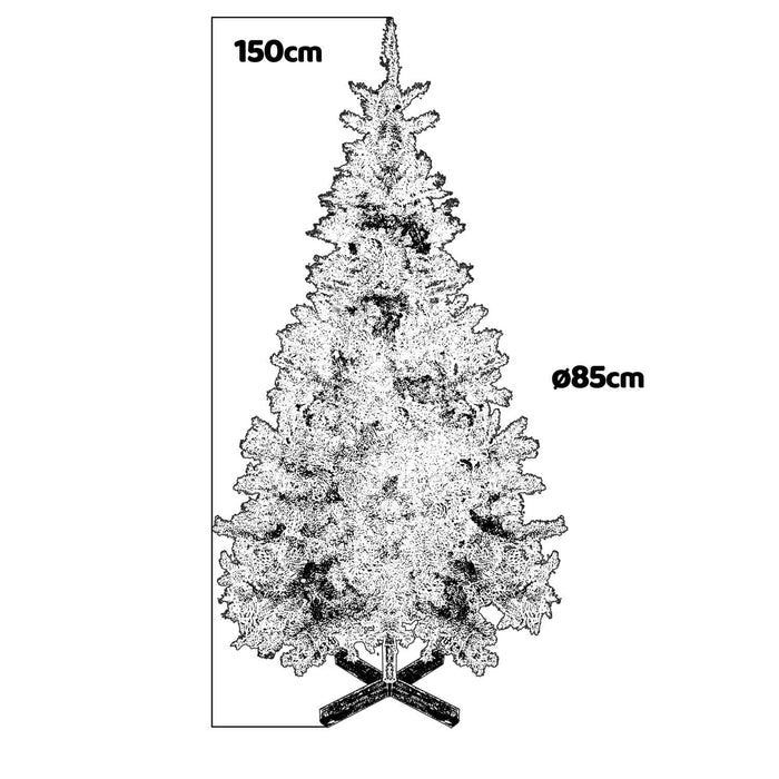 Prancer - Albero di Natale con neve e pigne ø85 x150H cm, 450 rami e 32 pigne