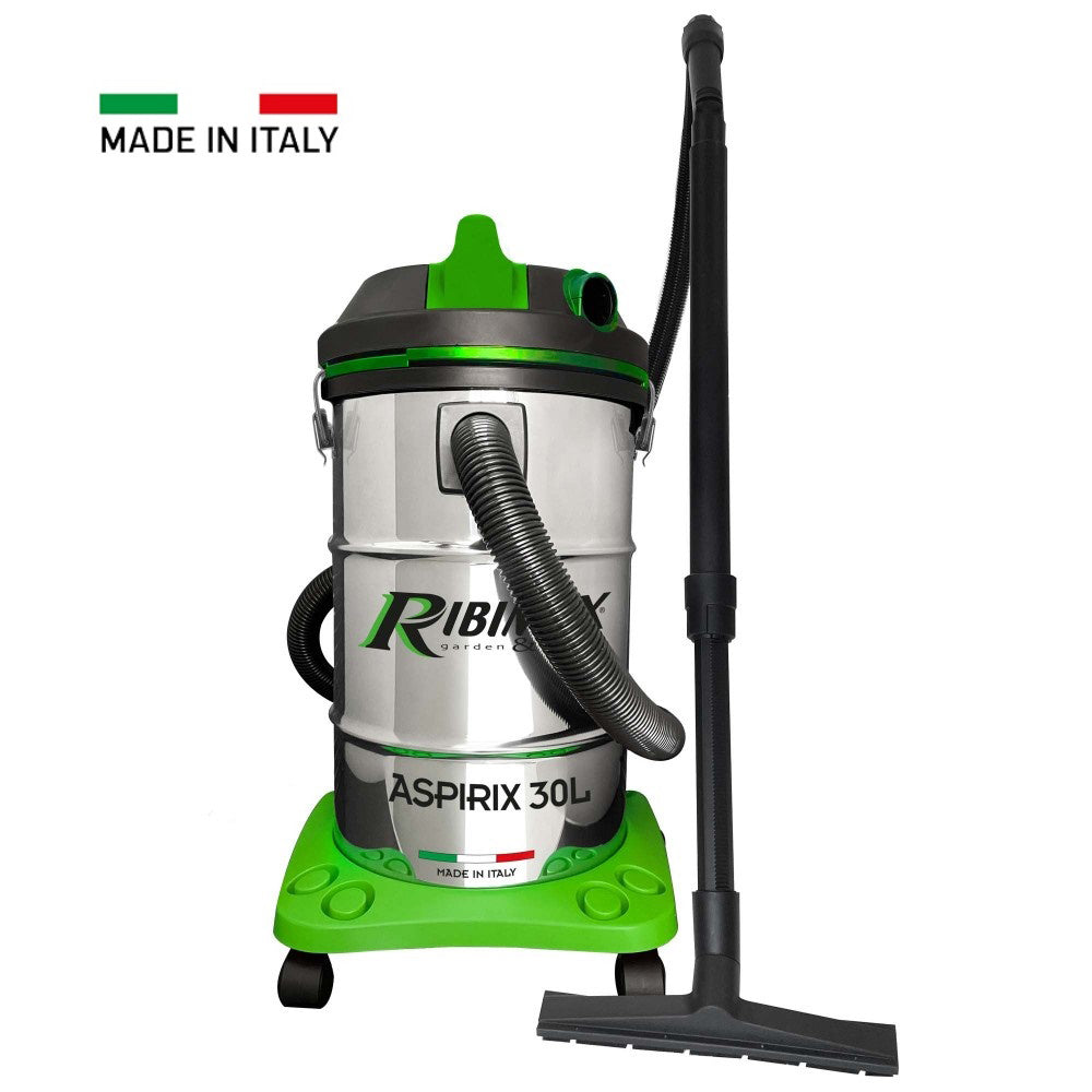 ASPIRATORE ASPIRAPOLVERE ASPIRALIQUIDI BIDONE INOX 30Lt 1200W RIBIMEX