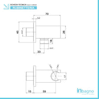 Presa acqua con supporto per doccino in ottone cromo design squadrato