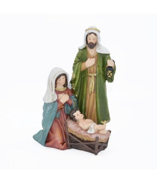 Presepe Natività  In Resina Scenario Sacra Famiglia Decorazioni Natalizie H24cm         