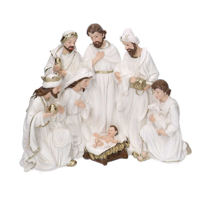 Presepe resina bianco cm23x12,5h19,5