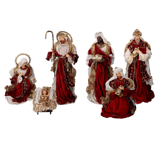 Presepe tessuto bordeaux con re magi cmh81