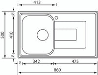 Lavello COMO  86X50 1 vasca destra + gocciolatoio ACCIAIO INOX  010143.D1.01.2018