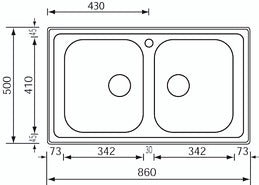 Lavello COMO  86X50 2 vasche ACCIAIO INOX 010144.X1.01.2018