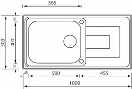 Lavello COMO  100X50 1 vasca sinistra+ gocciolatoio ACCIAIO INOX 010146.S1.01.2018