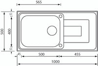 Lavello COMO  100X50 1 vasca destra + gocciolatoio ACCIAIO INOX 010146.D1.01.2018