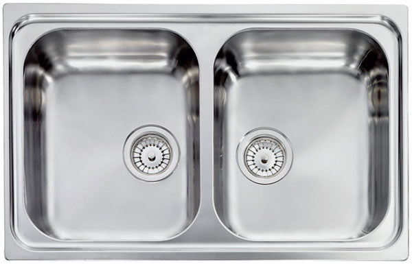 Lavello ZENITH 79x50 2 vasche ACCIAIO INOX 011242.X1.01.2016