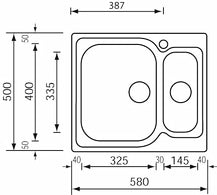 Lavello MATICO 58X50 2 vasche sinistre ACCIAIO INOX 011642.S1.01.2018