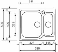 Lavello MATICO 58X50 2 vasche destre ACCIAIO INOX 011642.D1.01.2018